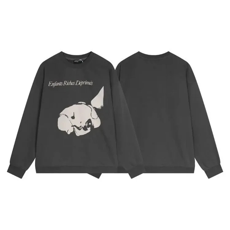 ERD Melancholy Rich Second Generation Washed and Distressed Letter Printed Hooded Sweatshirt