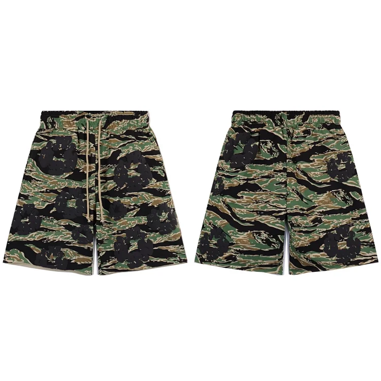 Camouflage foam print casual loose short-sleeved T-shirt shorts