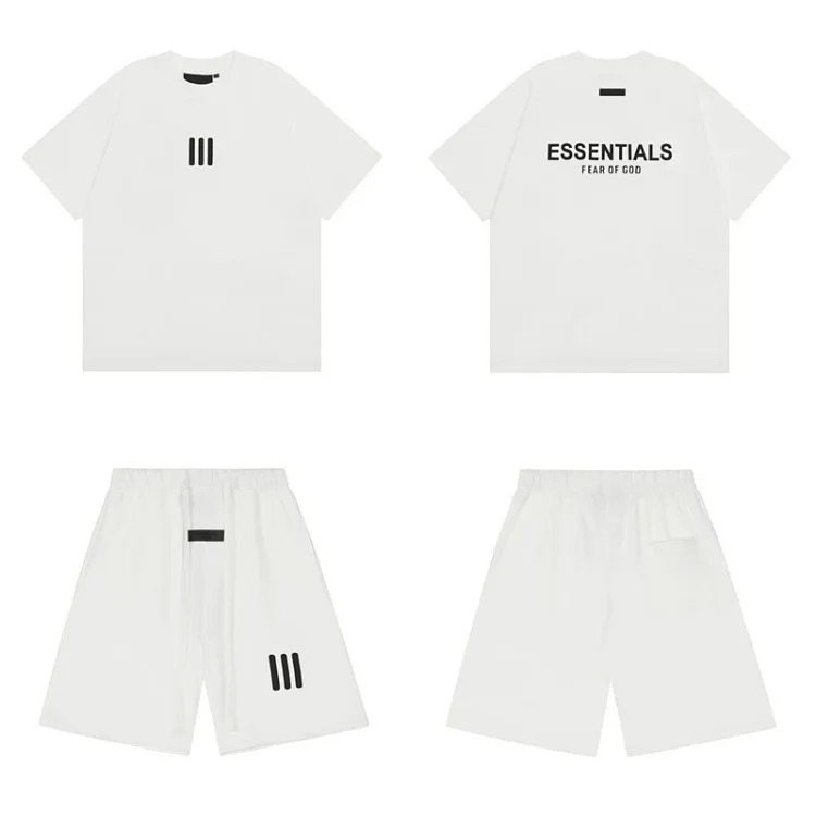Front and back letter flocking summer trendy casual men's and women's short-sleeved shorts suit