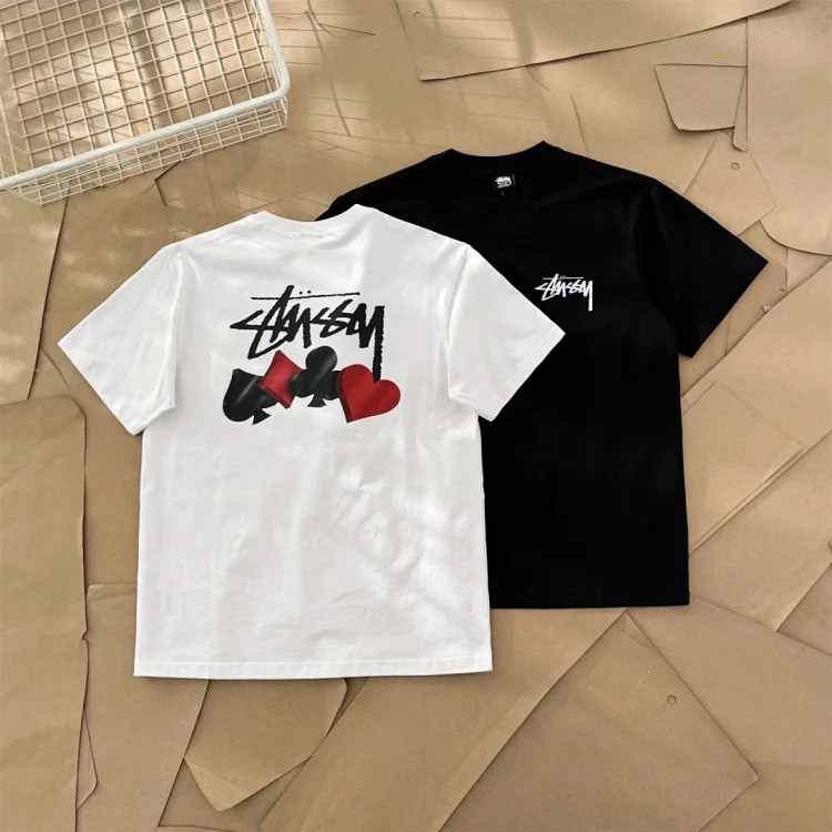 25SS Stussy Playing Card Series Four-color Logo Screen Printing Short-sleeved T-shirt TEE