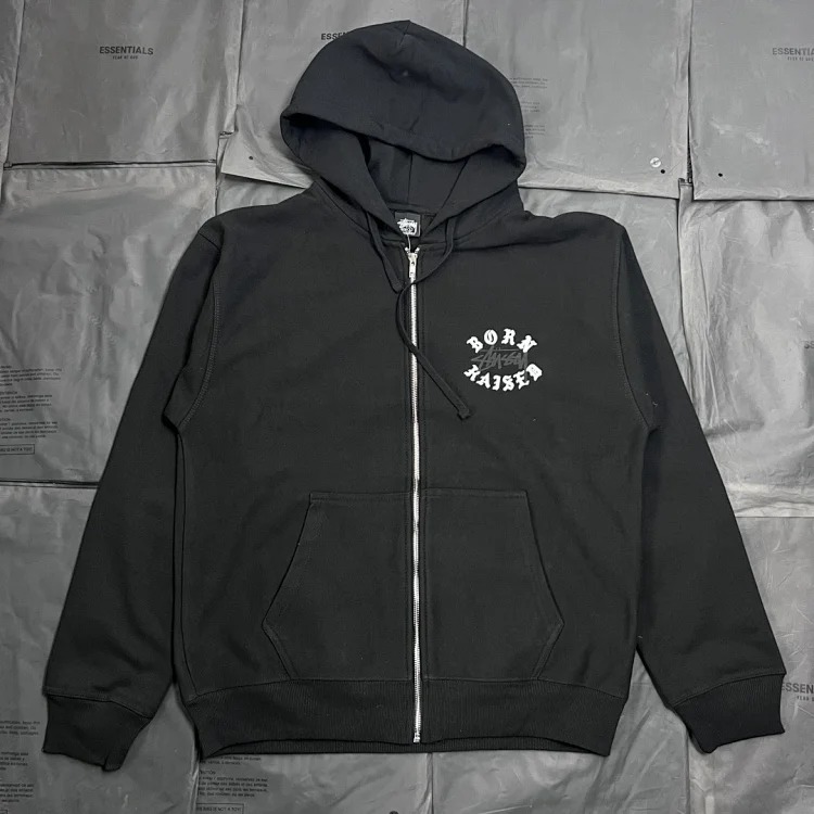 Stussy X Born X Raiced Classic Series Pattern Printed Zipper Sweatshirt Hoodie Stussy