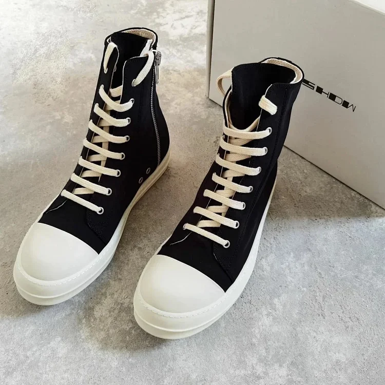 RICK OWENS RO multi-line drkshdw multi-line horizontal stripe satin high-top large Converse