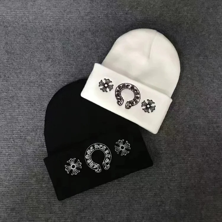 Knitted hats Sanskrit printed woolen hats for men and women embroidered hats