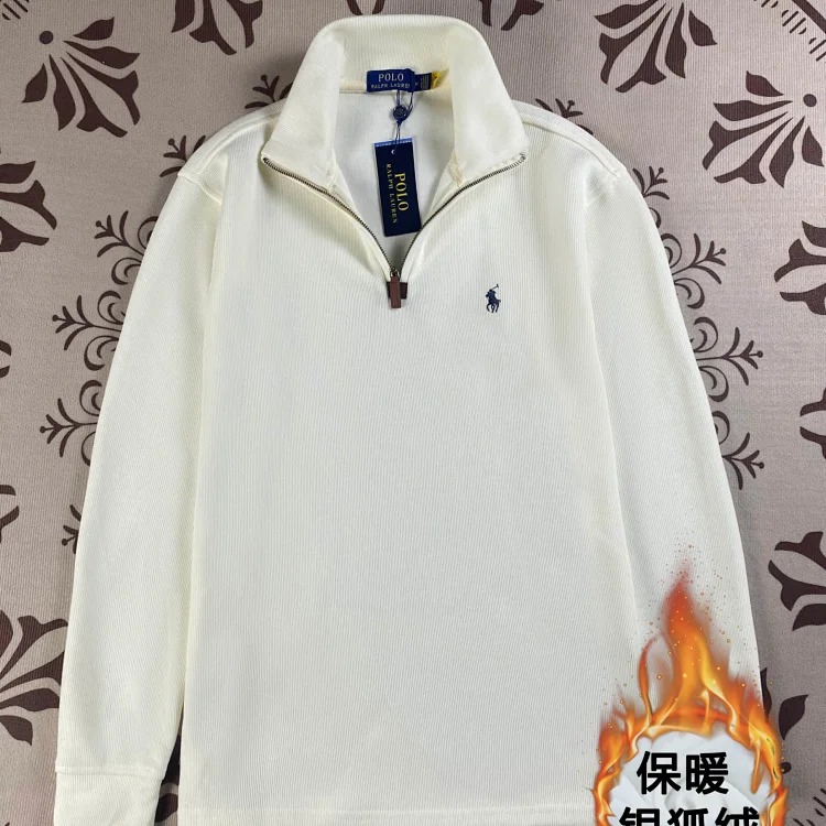 Half-zip loose sweatshirt men's polo couple sweatshirt women's retro long-sleeved lapel