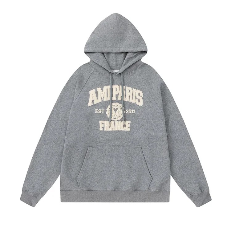 Letter love foam printed hooded sweatshirt for men and women round neck pullover sweatshirt
