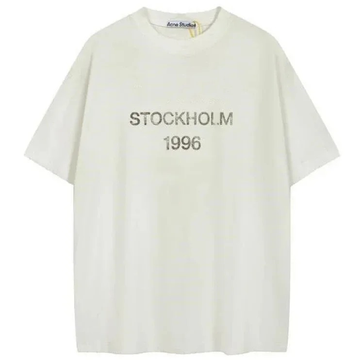 AC washed distressed printed 1996 short-sleeved sweatshirt hoodie
