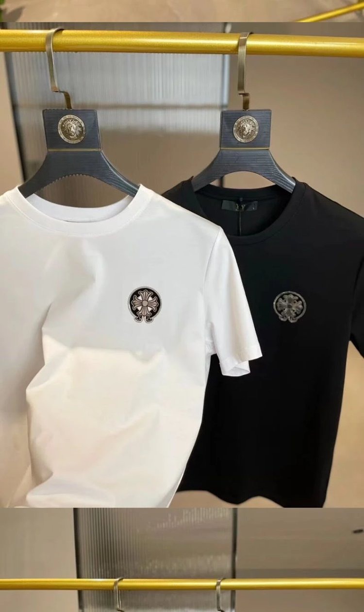 Chrome Hearts Hot Diamond Light Luxury Short Sleeve T-shirt Black Unisex CH Short Sleeve Light Luxury Half Sleeve Top
