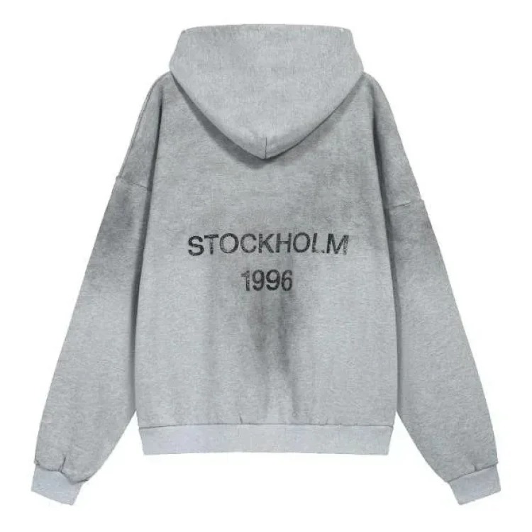 AC washed distressed printed 1996 short-sleeved sweatshirt hoodie