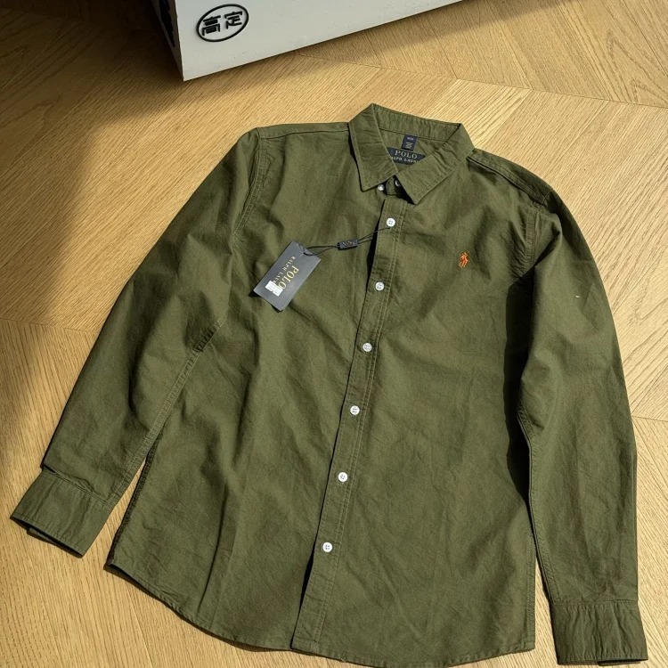 Ralph Lauren Pony Embroidered Cotton Oxford Solid Color Shirt Long Sleeve Lapel Shirt