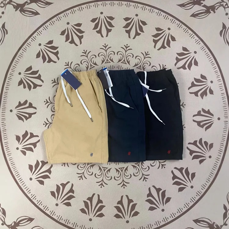 Ralph Lauren pony label pure cotton zipper summer loose wide-leg pants casual breathable elastic waist shorts