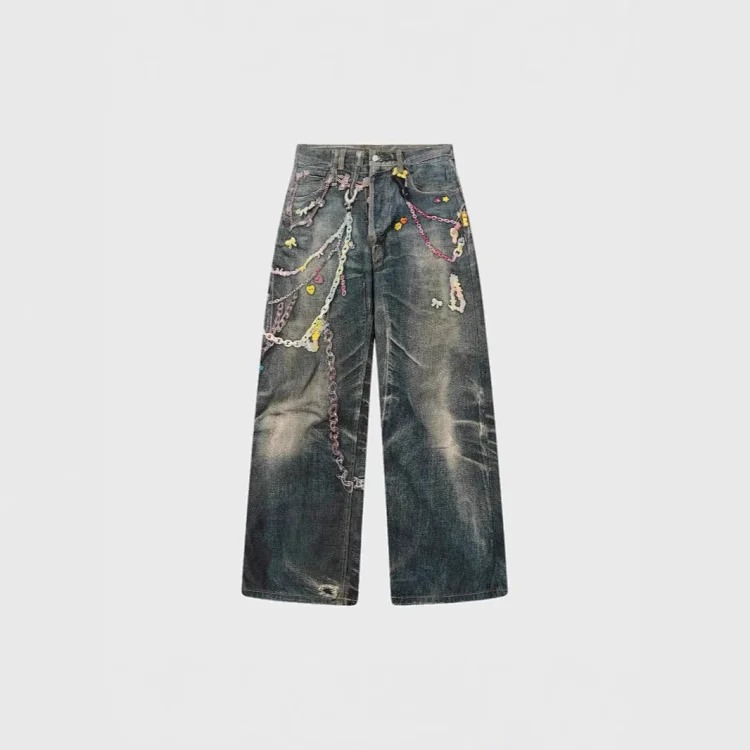 Gucci 199625 Retro Jeans High-speed Rail Chain Early Spring Ac Version Street Printing Home