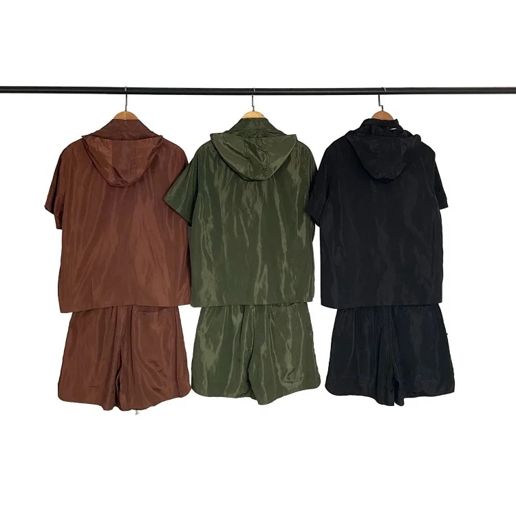 Saint letter towel embroidered hooded short-sleeved shirt casual shorts suit