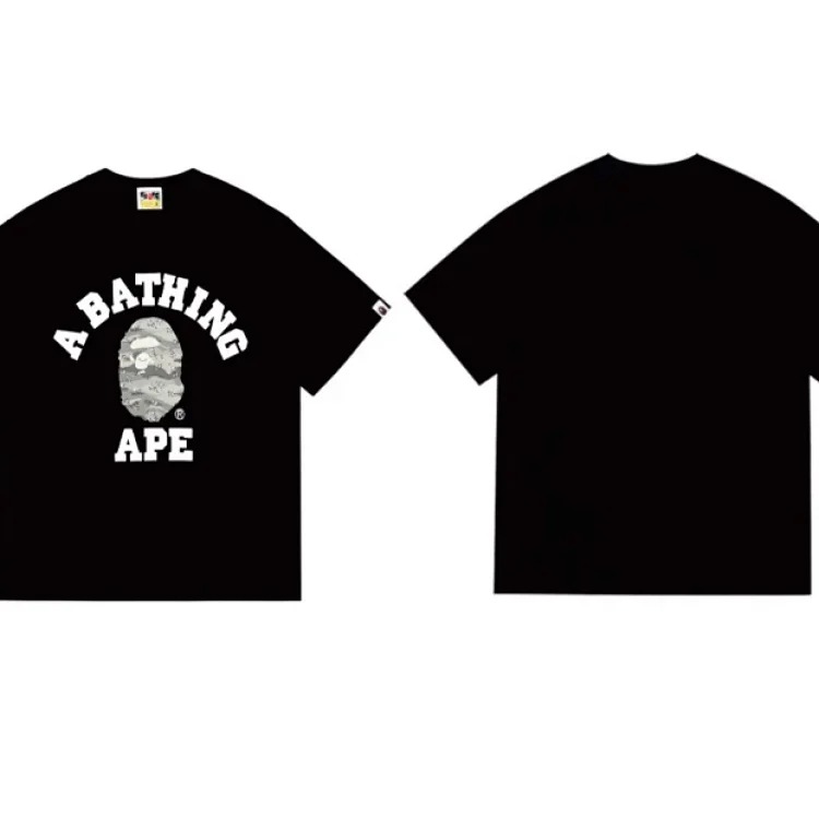 Ape head little monkey camouflage men's and women's short-sleeved round neck T-shirt for men