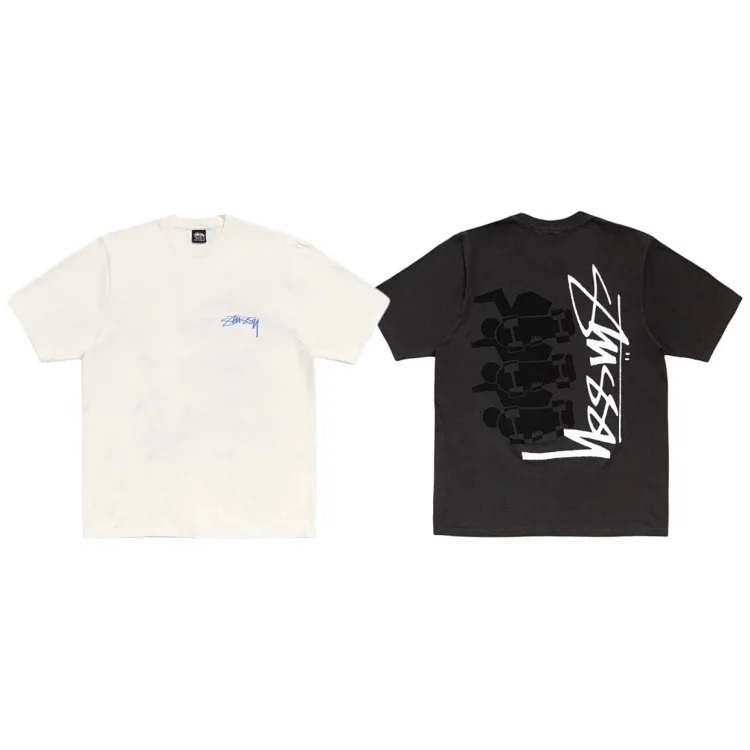 26SS STUSSY Skateboard Series Stacked Skateboard Man Printed Round Neck Short Sleeve T-shirt