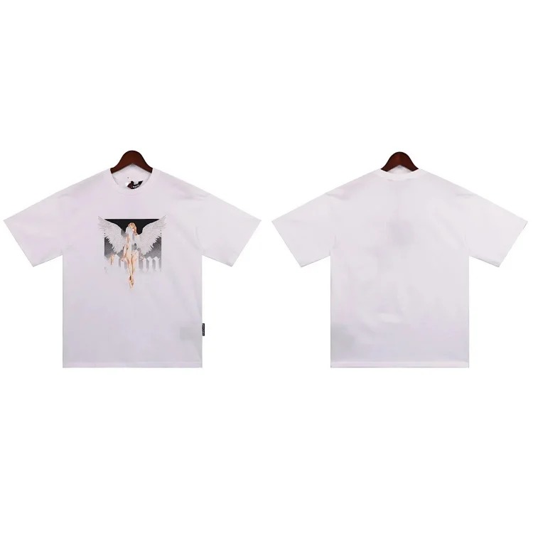 PA palm letter print round neck short-sleeved loose T-shirt