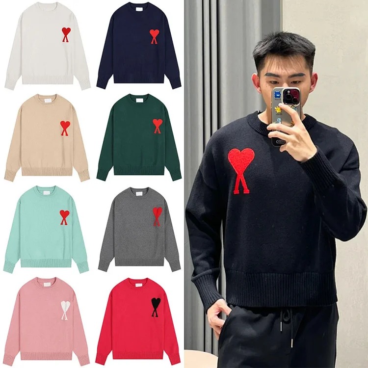 Love sweater for men and women striped youth heart casual pullover sweater
