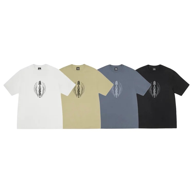 26SS STUSSY Retro Series Trendy Wings Printed Round Neck Short Sleeve T-shirt TEE