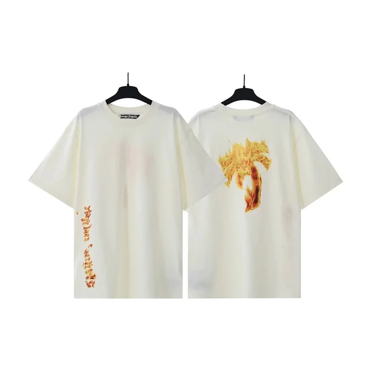 PA palm letter print round neck short-sleeved loose T-shirt
