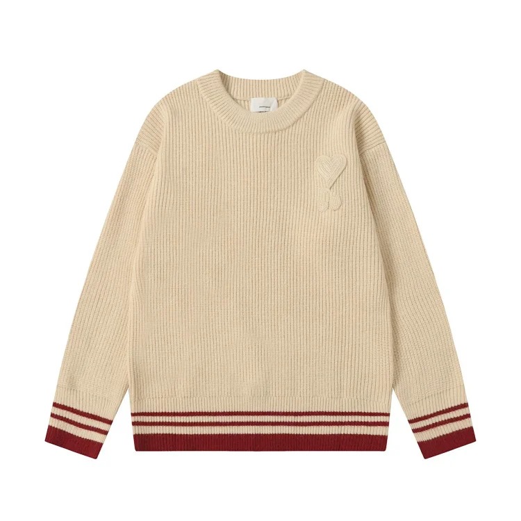 Love embroidered knitted sweater casual loose and versatile couple style