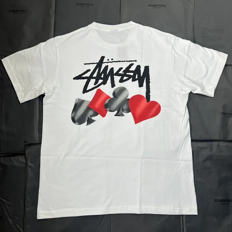 STUSSY Playing Cards Pattern Round Neck Printed Short-sleeved STUSSY Originated From the Surfing T-Shirt
