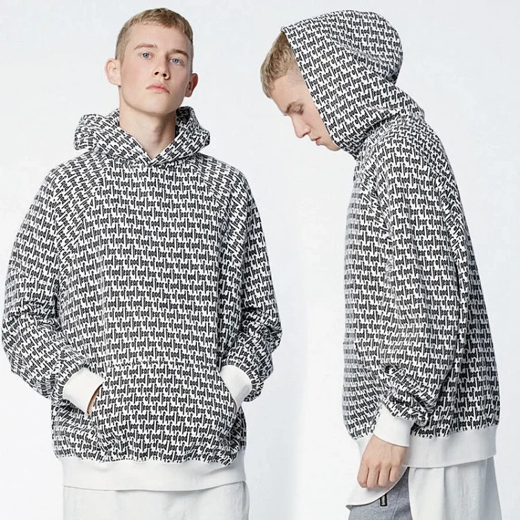 Men's lettered hooded sweatshirt jacket