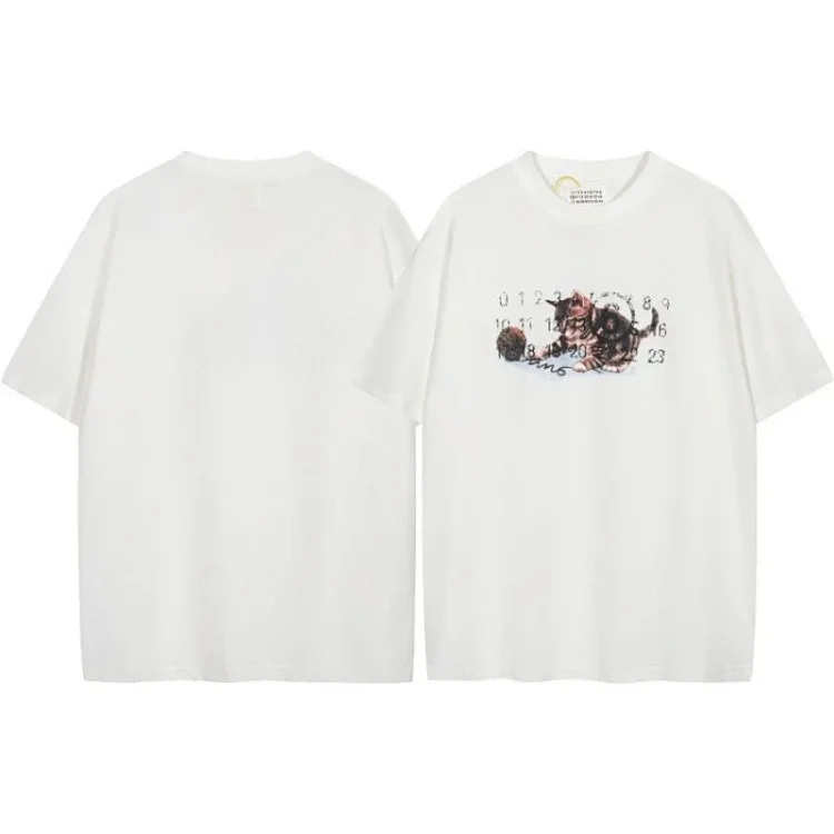 Summer loose letters MM6 embroidered label printing same style for men and women couples