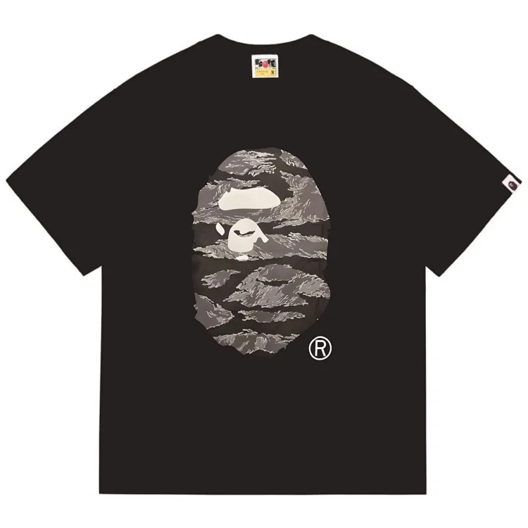 Ape head little monkey camouflage men's and women's short-sleeved round neck T-shirt for men