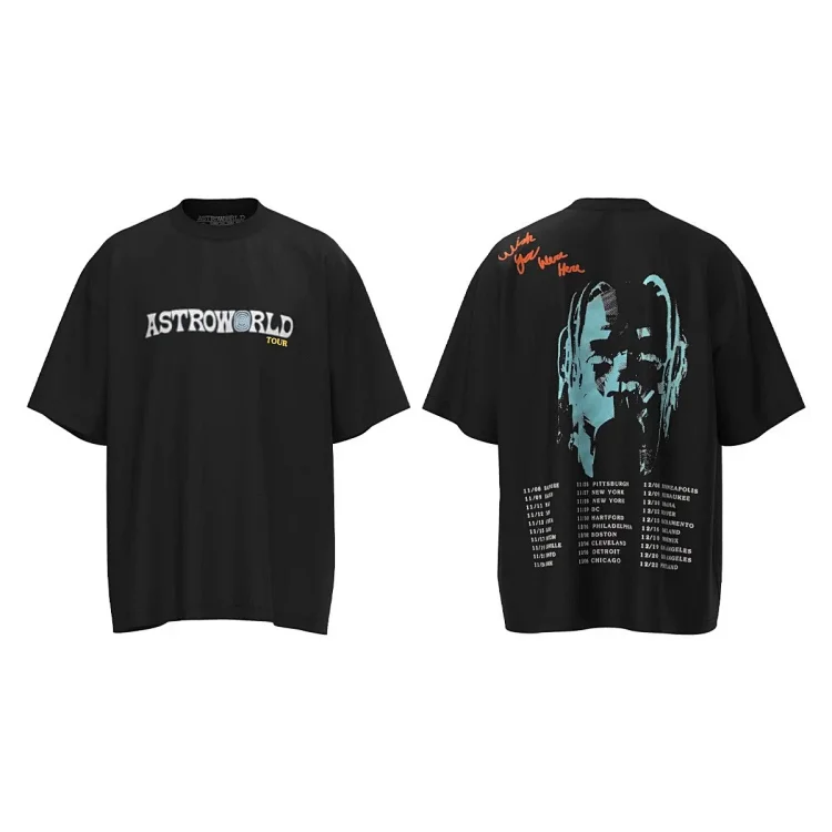 Travis Scott ts Cactus Jack shirt Fujiwara Hiroshi lightning joint TS men's and women's short-sleeved T-shirt