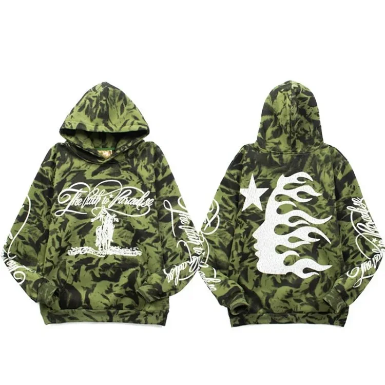 Fear of God Hello Series Fog High Street Washed and Distressed Heavy Worker Head Print Casual Sweatshirt Couple Wear Hoodie
