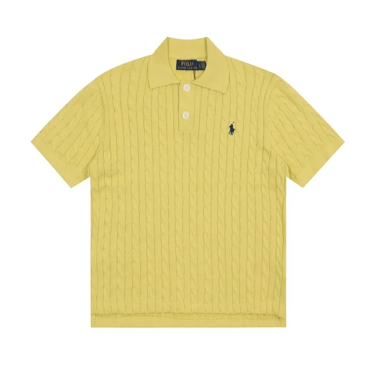 Horse label POLO lapel knitted short-sleeved small twist lapel T-shirt