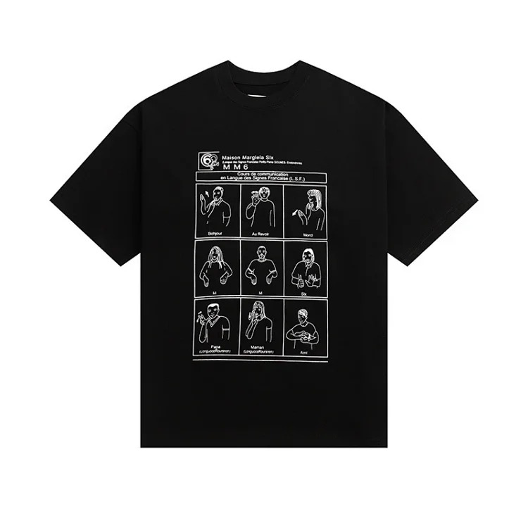 Majia letter embroidery printed short-sleeved T-shirt high street trendy brand for men and women