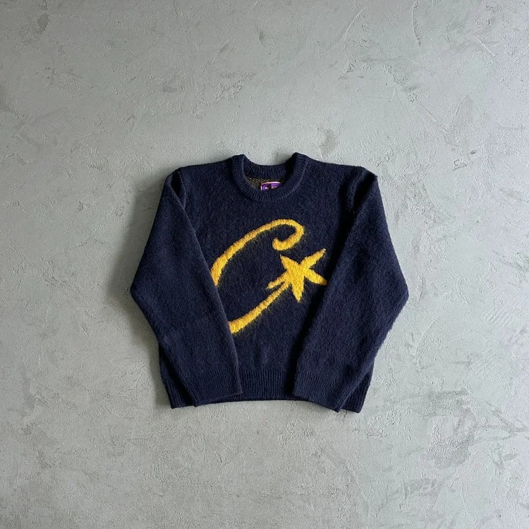 CORTEIZ style American street hip-hop embroidered letters stand collar zipper cardigan sweater trendy brand jacket