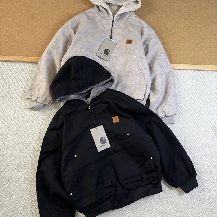 Hooded cotton jacket autumn and winter imitation mink fur marble thickened mountain carving jacket