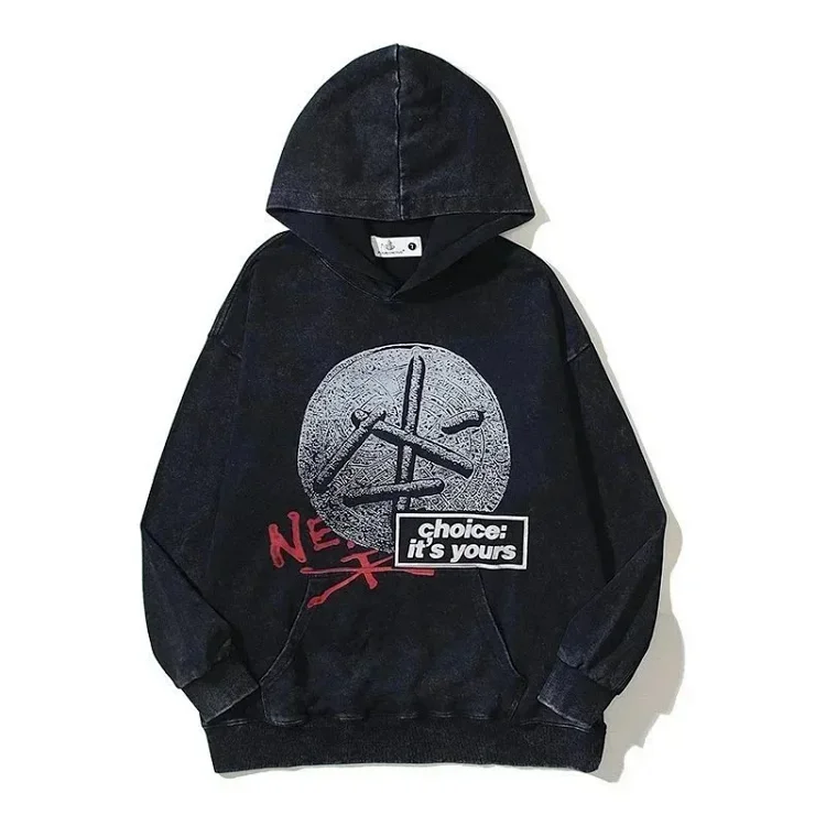 Warm Up Autumn Clothing TRAVIS SCOTT IL JOKER HOODIE Washed Retro Distressed Terry