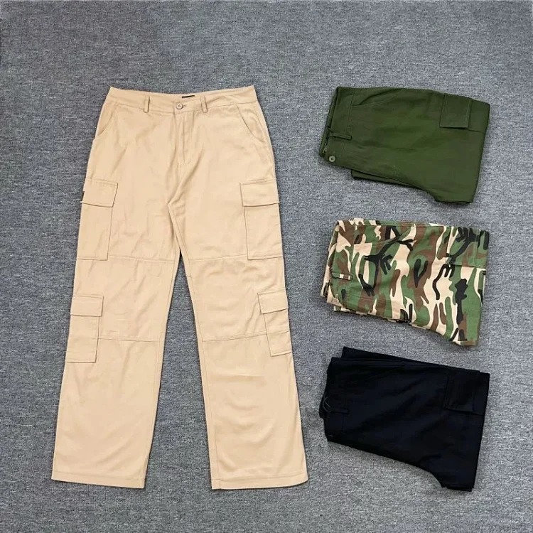 American trendy street work wear straight casual camouflage trousers for men