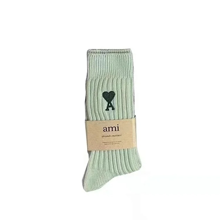 Love Solid Color Japanese Thick Line Long Socks for in Mid-calf Socks Trendy