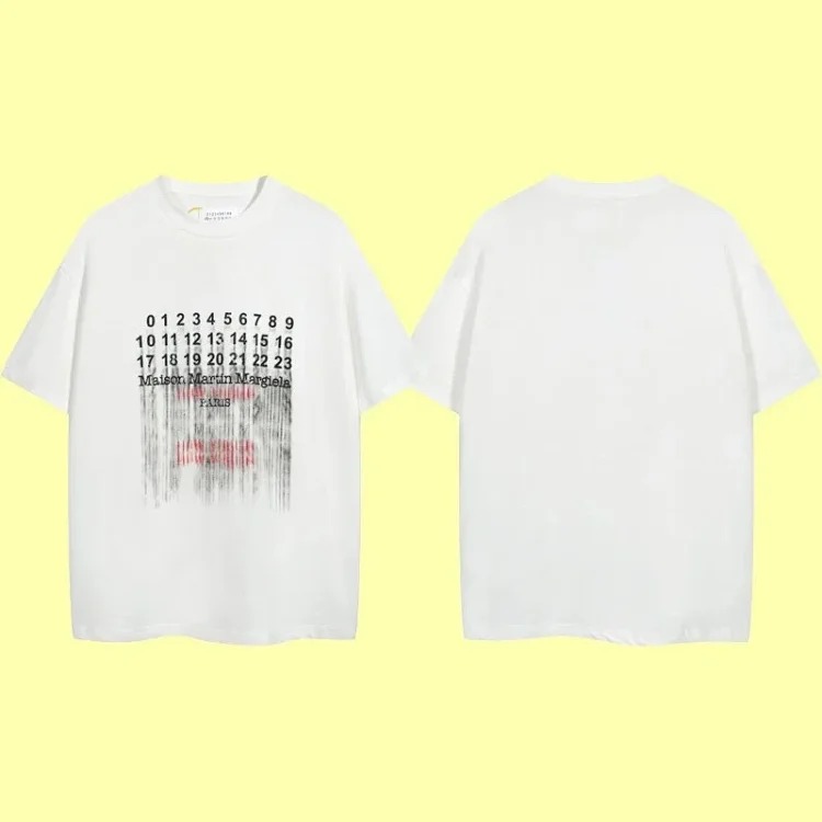 Summer loose letters MM6 embroidered label printing same style for men and women couples