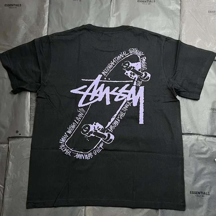 25ss Stussy Skateboard Pattern Round Neck Printed Short-sleeved Stussy Originated From the Surfing T-Shirt