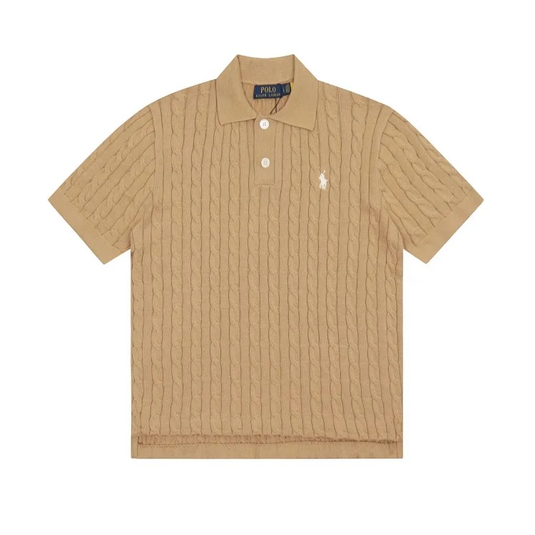 Horse label POLO lapel knitted short-sleeved small twist lapel T-shirt