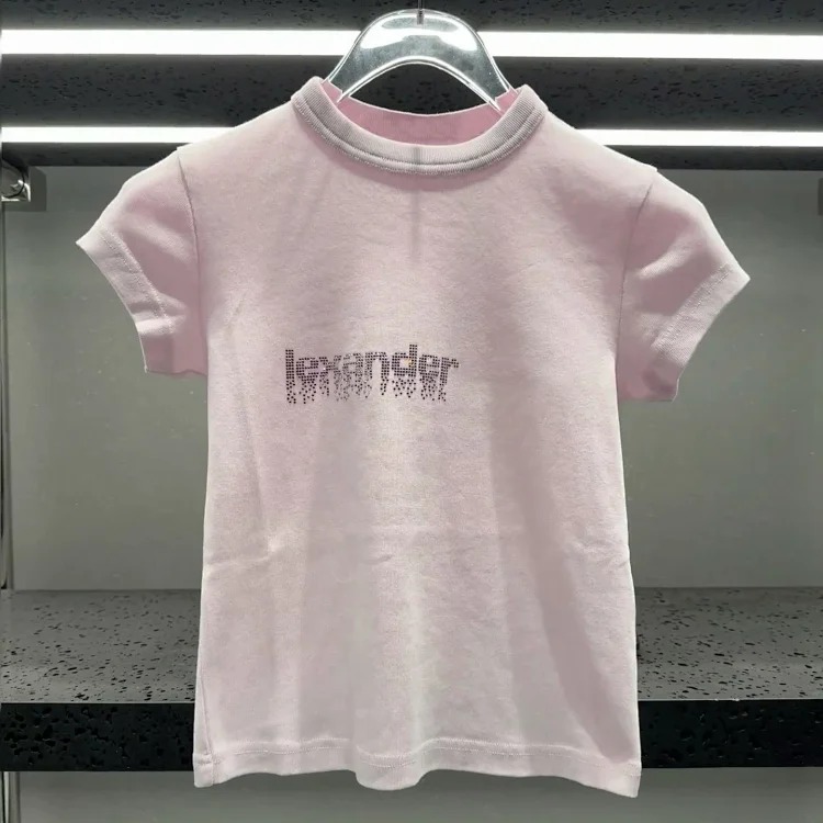 Correct Version of 2026 Early Spring Letter Hot Diamond High Weight Threaded Fabric T-Shirt
