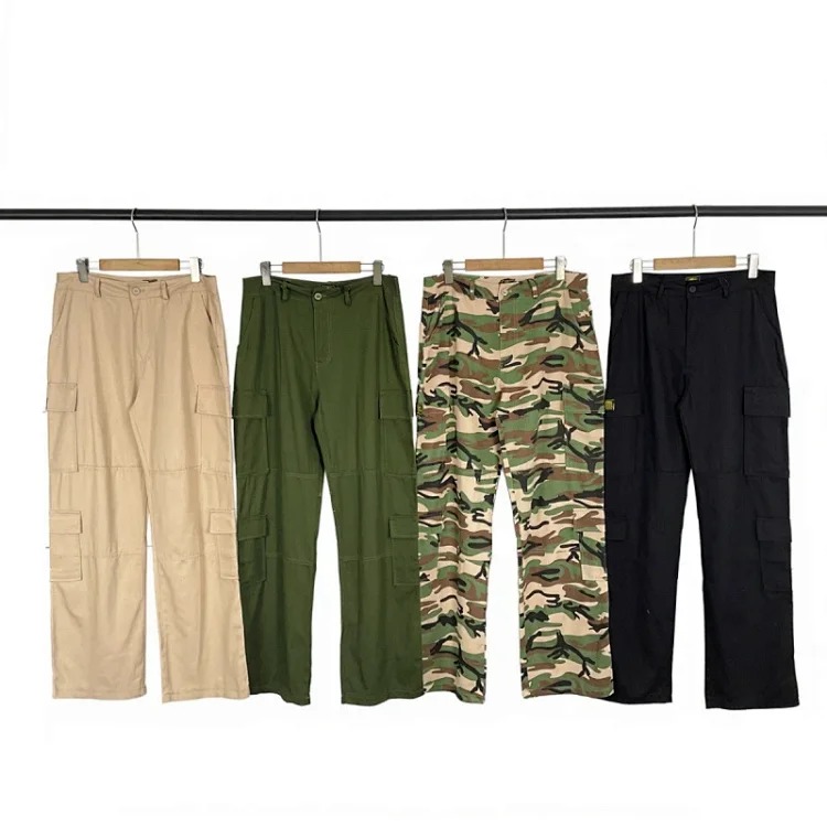 American trendy street work wear straight casual camouflage trousers for men