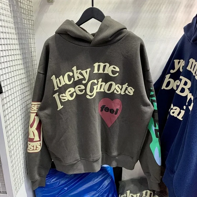Foam printed sweatshirts for men and women, trendy brand hoodies for couples