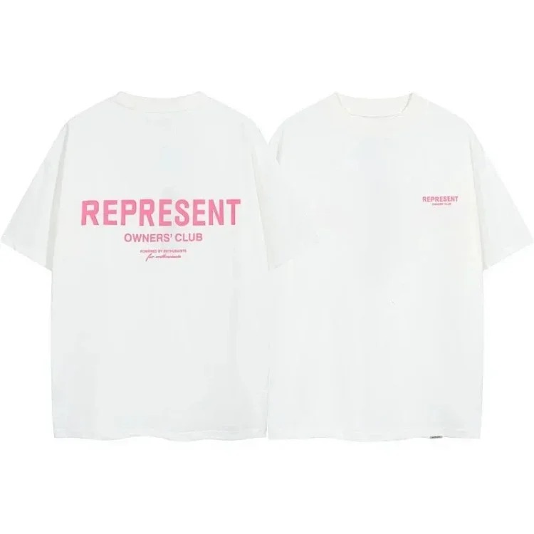 Letter print retro men's and women's couple round neck loose short-sleeved T-shirt