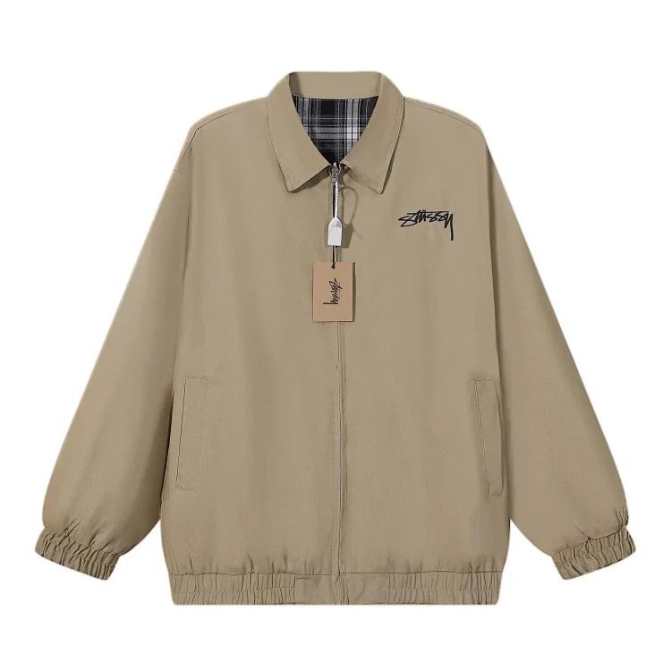 Reversible plaid lapel loose casual jacket for men and women
