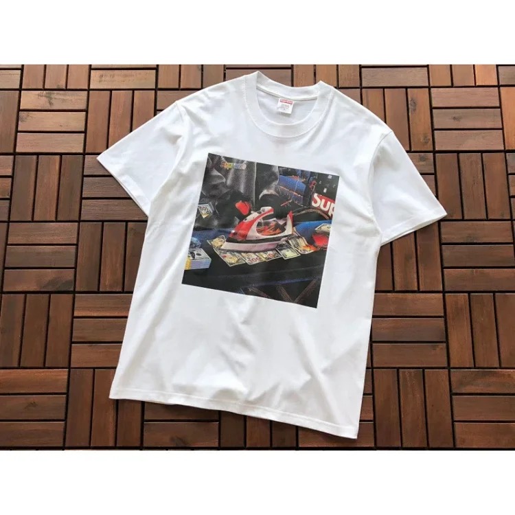 SUP letter print BOX high version short-sleeved T-shirt for men and women