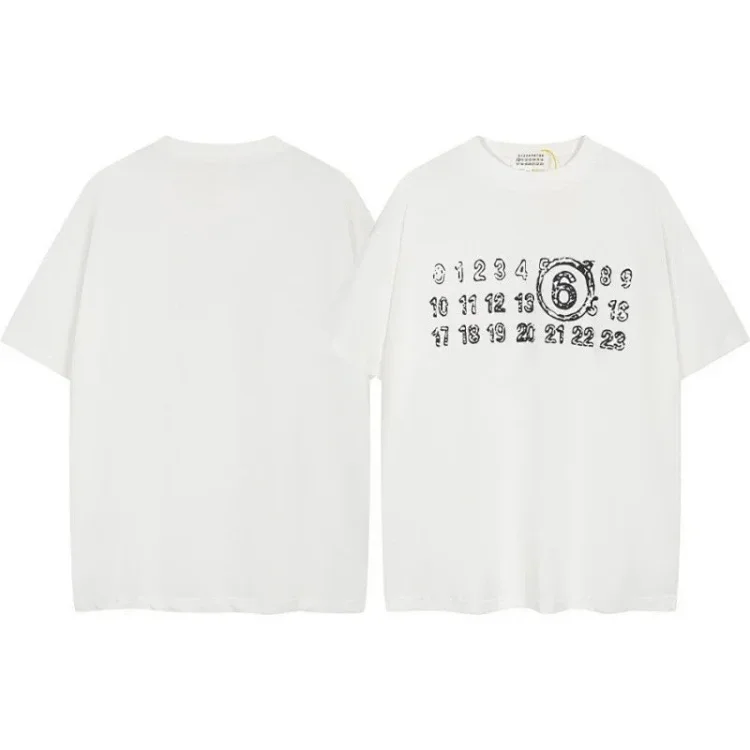 Summer loose letters MM6 embroidered label printing same style for men and women couples