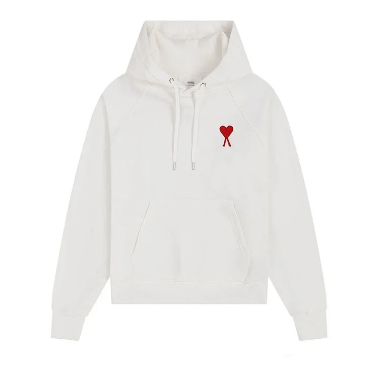 Sweatshirt autumn and winter new long-sleeved hooded unisex small love flat embroidered hoodie