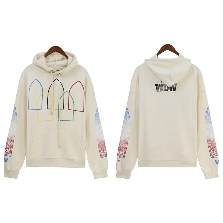 Washed distressed heavy industry print suit retro hooded sweatshirt