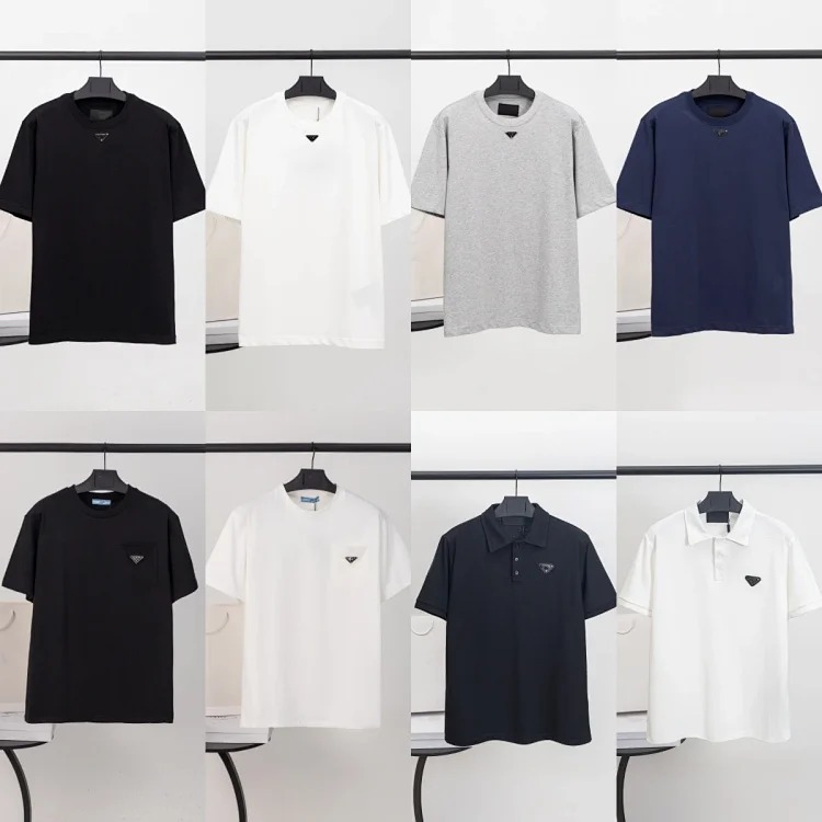Metal triangle logo series style P short-sleeved T-shirts for men and women