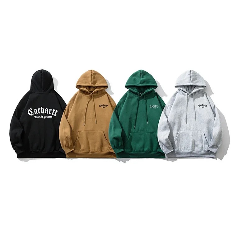 Classic letter embroidered men's and women's loose hooded plus fleece hoodie sweatshirt